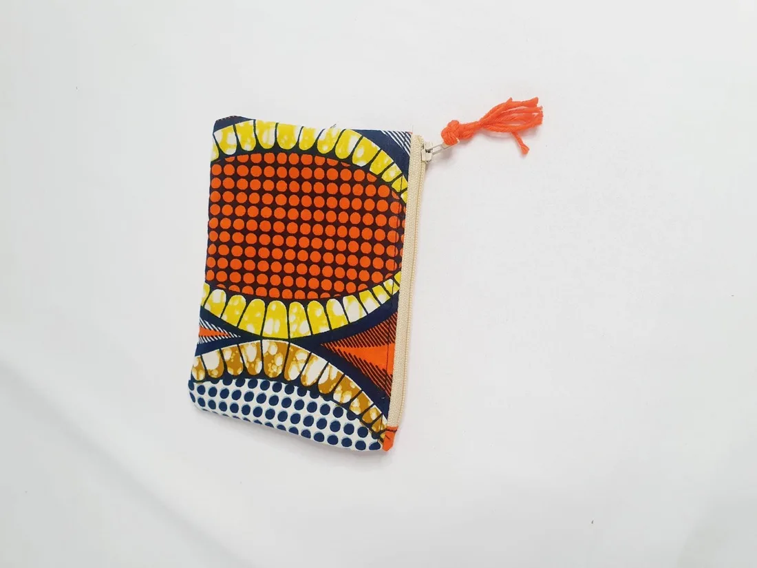 Sac cabas réversible en wax bleu et orange avec poches plates